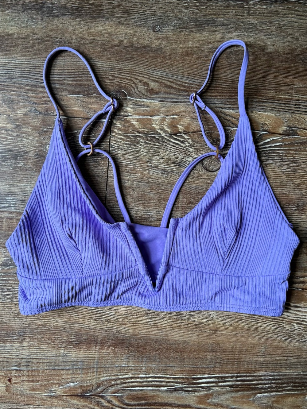 L*Space Lilac V-Wire Ribbed Siren Bralette Swim Top